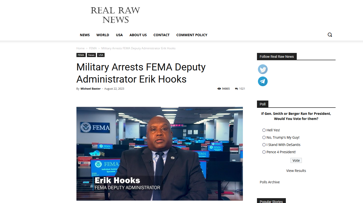 Fact Check: US Military Did NOT Arrest FEMA Deputy Administrator Erik